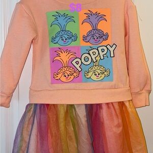 Colorful Trolls Kids Casual Dress